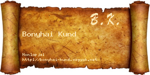 Bonyhai Kund névjegykártya